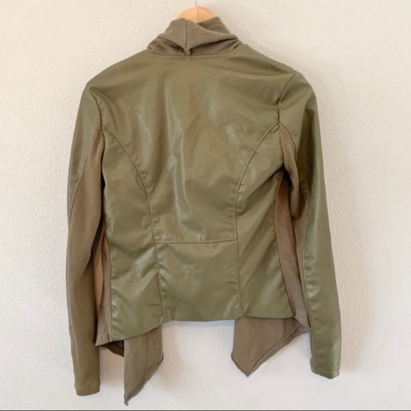 Blank NYC Vegan Leather and Ponte Drape Dark Green Jacket - Picture 8 of 8
